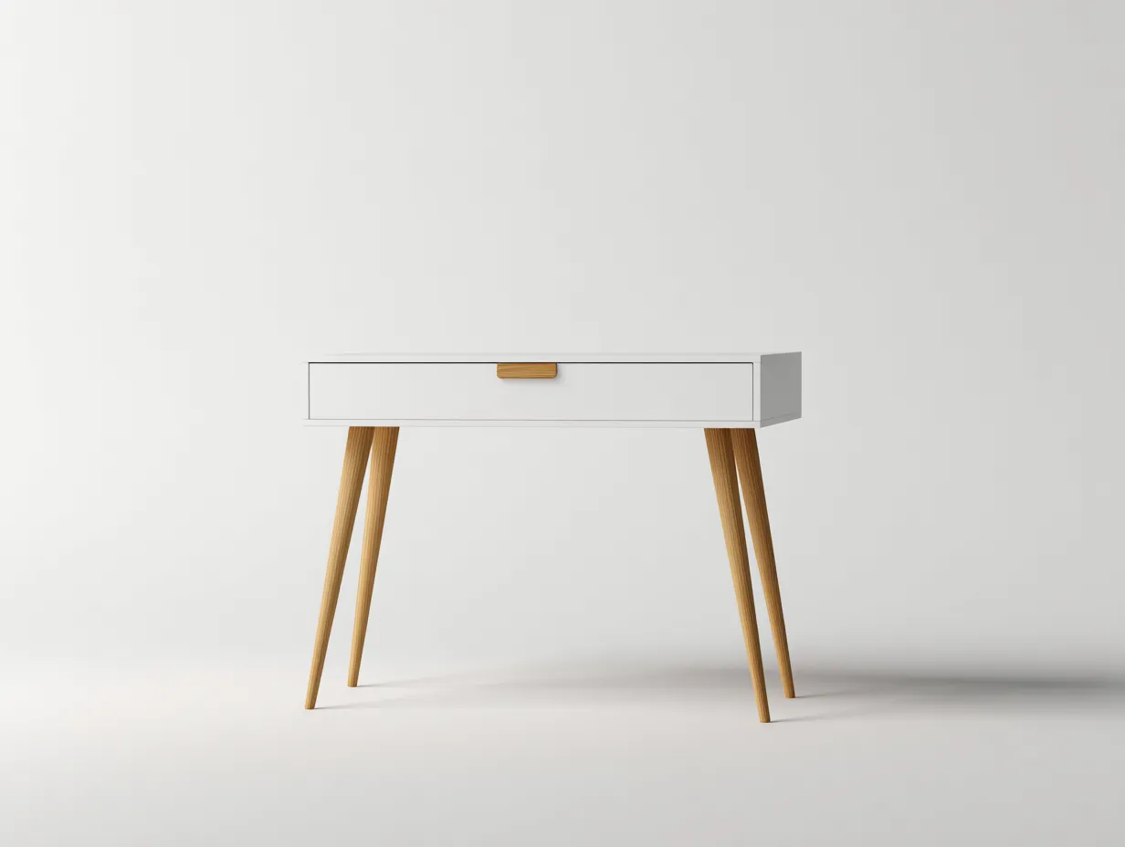 Escritorio minimalista 95x48x77 cm - blanco y roble claro - con cajón frontal-Tavexrahome