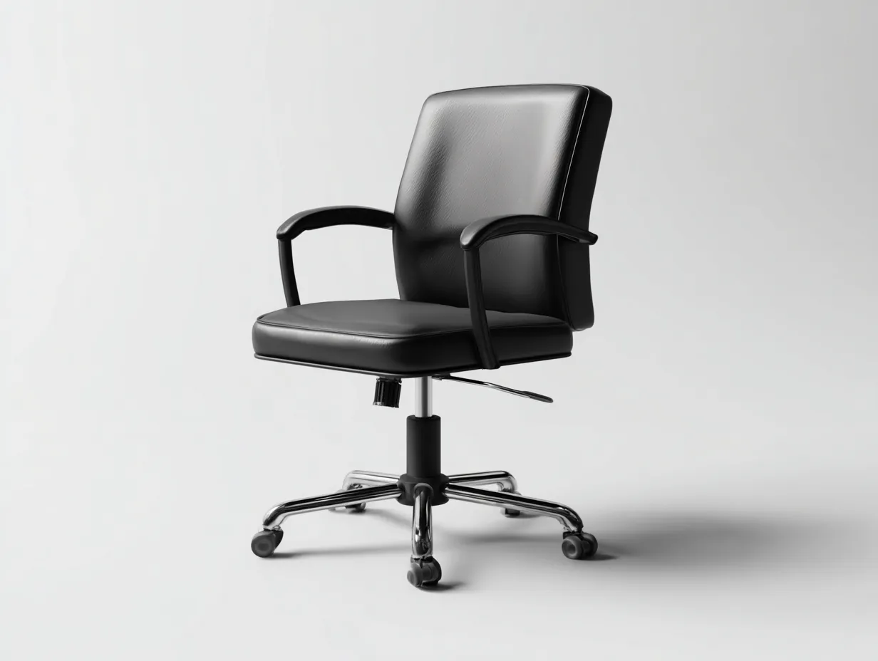Silla de oficina de piel sintética 64x62x91 cm - negro y cromo - respaldo recto-Tavexrahome