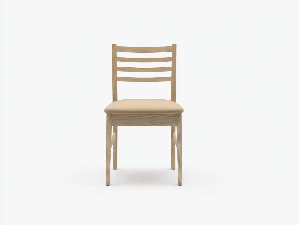 Silla de comedor de madera clara 46 x 50 x 85 cm - fresno claro y beige - respaldo ligero para comedor-Tavexrahome