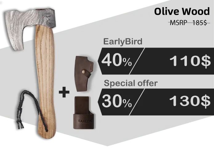 [Ofertă Specială Oficială] Camping Axe Reaper Viking Damascus Steel
