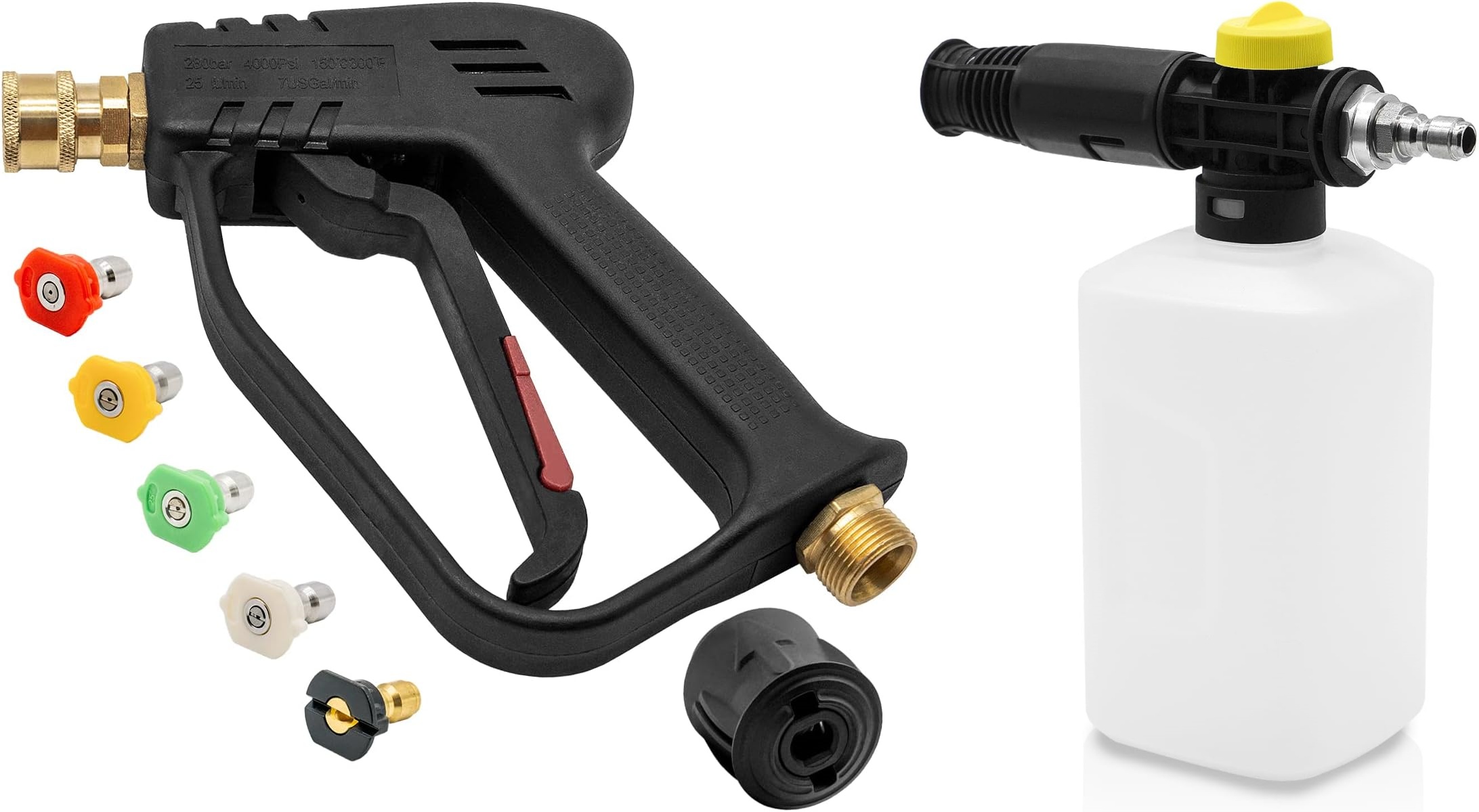 Pistol de Spălare de Înaltă Performanță 4000PSI Fai Top – Curățare de Precizie cu 5 Duze Specializate pentru Autoturisme, Terase, și Fațade (Conector M22 14mm și Compatibil Karcher)