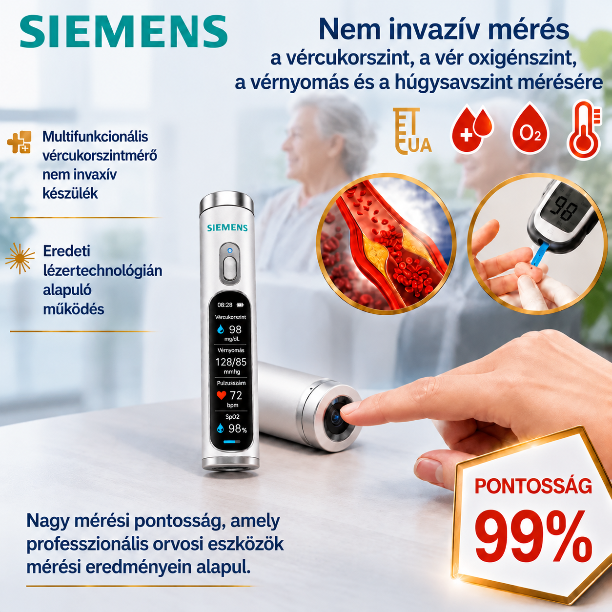 ✅Nem invazív intelligens vércukorszint-követő eszköz 99,9%-os pontossággal
