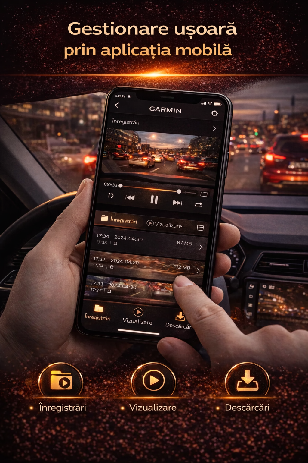 Cameră auto cu 4 camere – acoperire completă la 360°, înregistrare clară ziua și noaptea, 4K Ultra HD