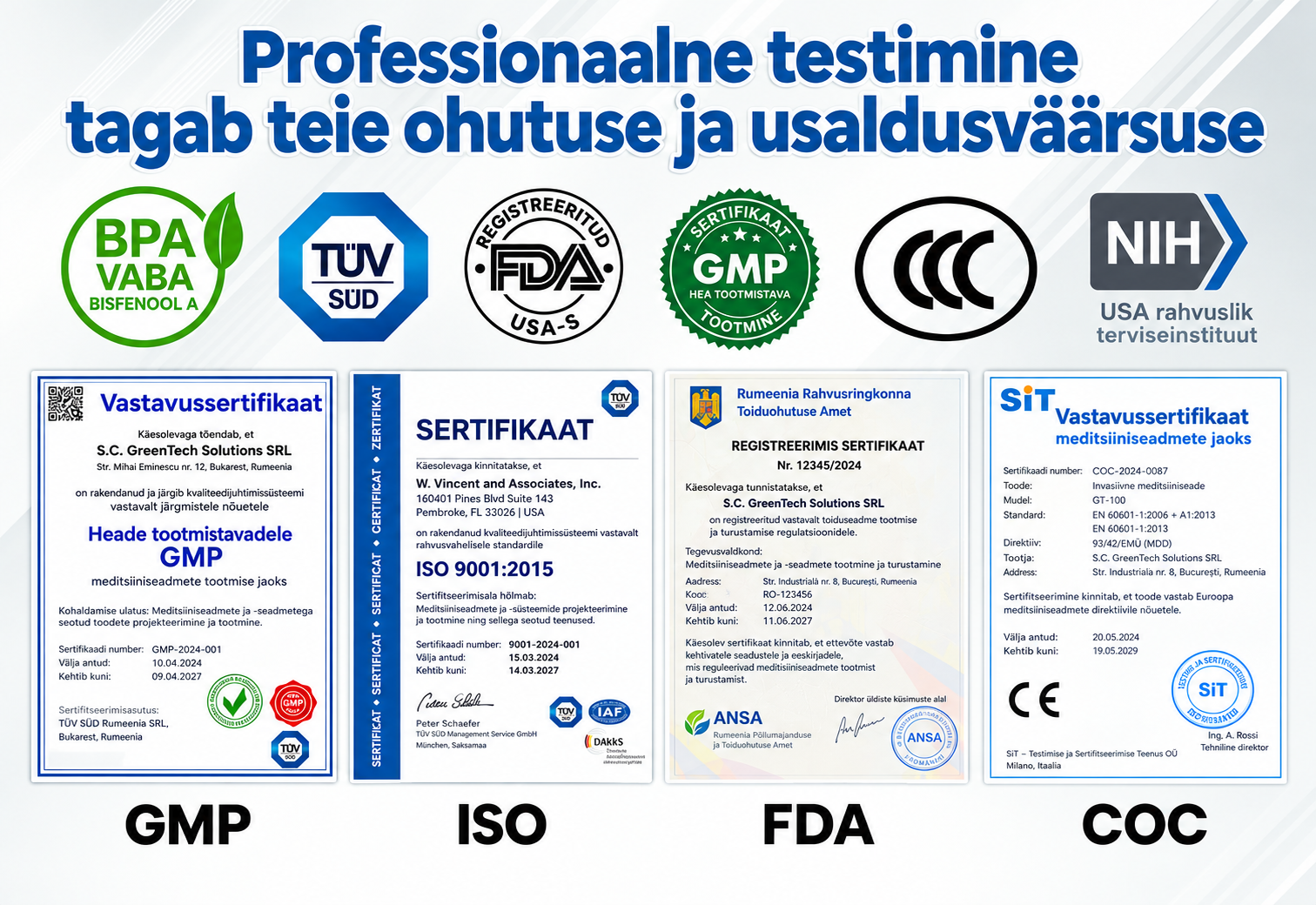 Testimise ja sertifikaatide teave