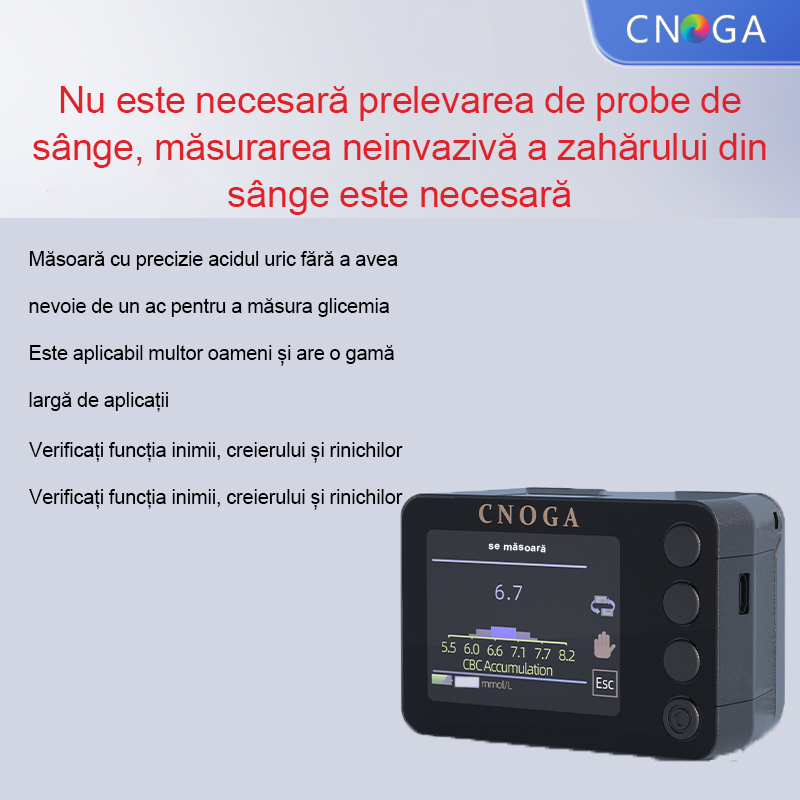 【CNOGA】 Monitor neinvaziv de înaltă precizie pentru glicemie şi oxigen din sânge
