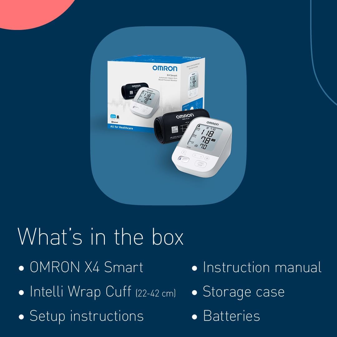 [Oficial Genuin] [Eveniment Special] OMRON X4 Monitor automat de tensiune arterială inteligent, dovedit clinic pentru utilizarea cu diabet zaharat sau în timpul sarcinii, cu Bluetooth și aplicație gratuită pentru smartphone pentru iOS/Android, cu manșetă