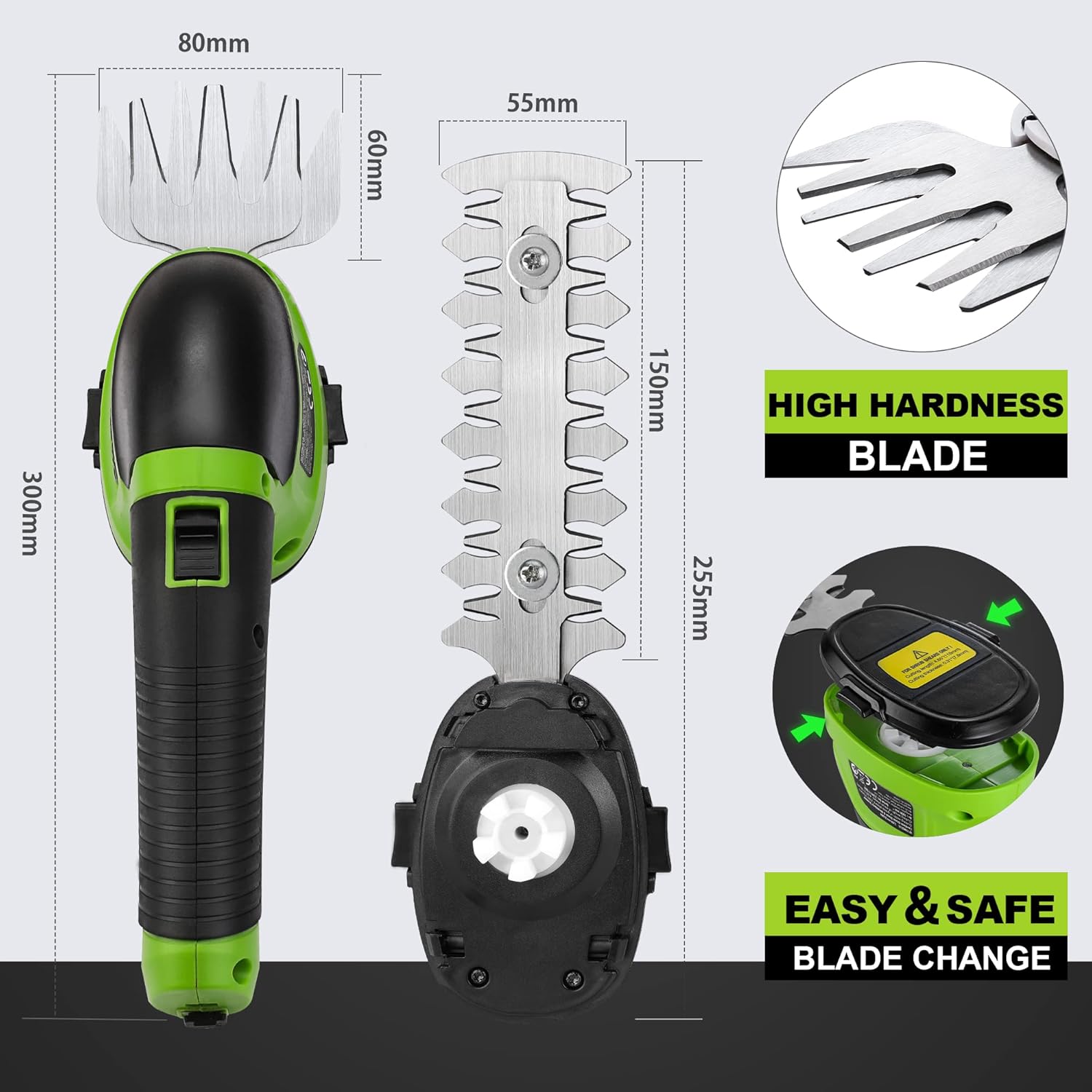 Mașină de tuns gard viu fără fir și mașină de tăiat iarbă WORKPRO 2 în 1 |. Mașină de tăiat iarbă electrică de 3,6 V cu baterie Li-ion de 2000 mAh, mașină de tuns gard viu de mână ușoară cu 2 lame interschimbabile