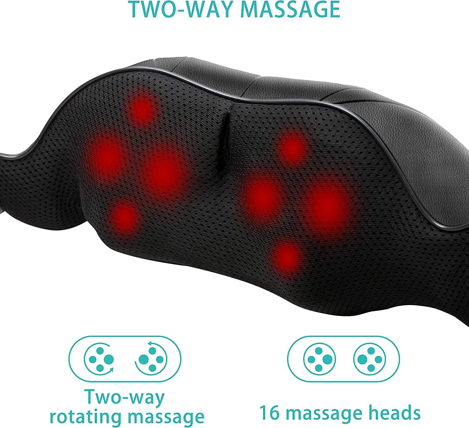 AERLANG Masaj Shiatsu Masaj pentru spate Masaj pentru frământare țesut profund Masaj pentru gât și umeri cu căldură Pernă electrică de masaj 4D Cadou pentru ziua tatălui Cadou pentru fiică