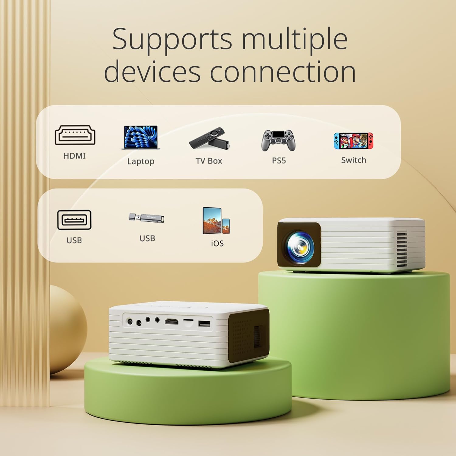 Mini proiector YOTON Y3, proiector portabil pentru telefon mobil, suport Full HD 1080P, proiector de film home theater, proiector video mic compatibil cu HDMI, smartphone, tabletă, PC, TV Stick, USB