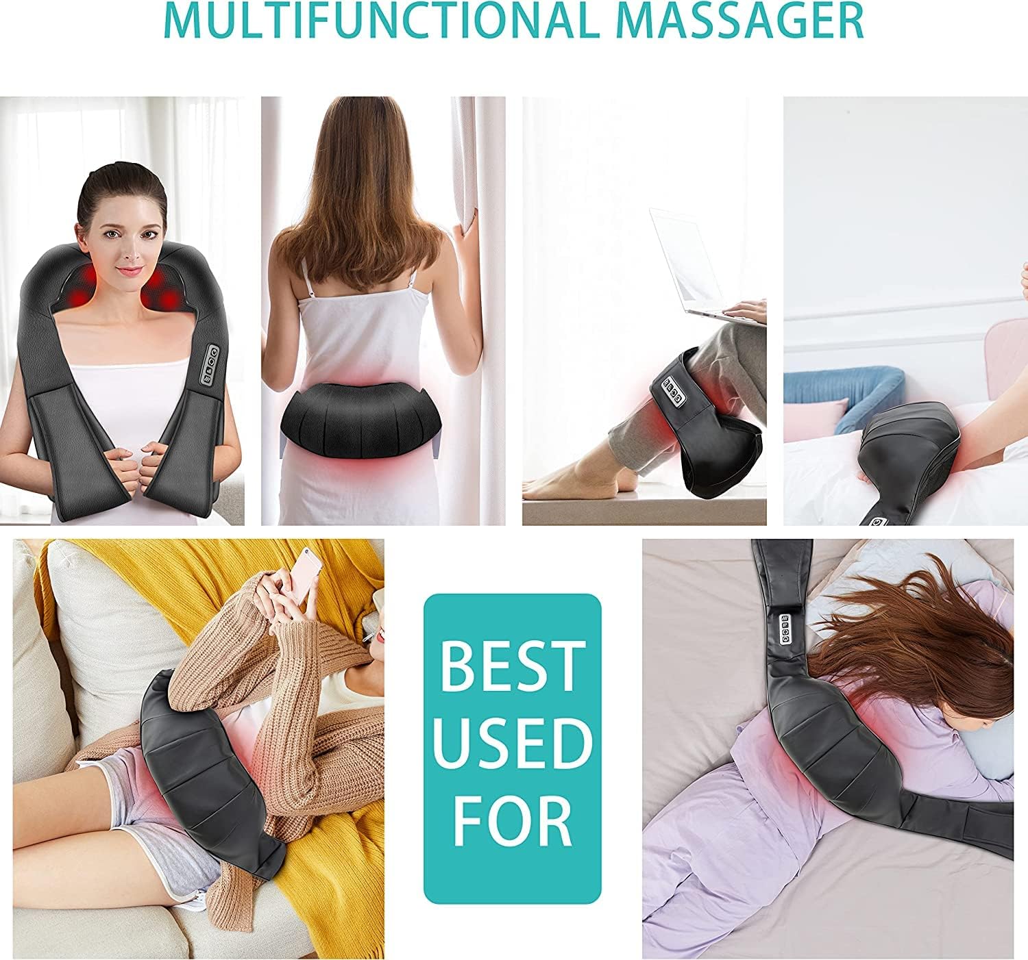 AERLANG Masaj Shiatsu Masaj pentru spate Masaj pentru frământare țesut profund Masaj pentru gât și umeri cu căldură Pernă electrică de masaj 4D Cadou pentru ziua tatălui Cadou pentru fiică