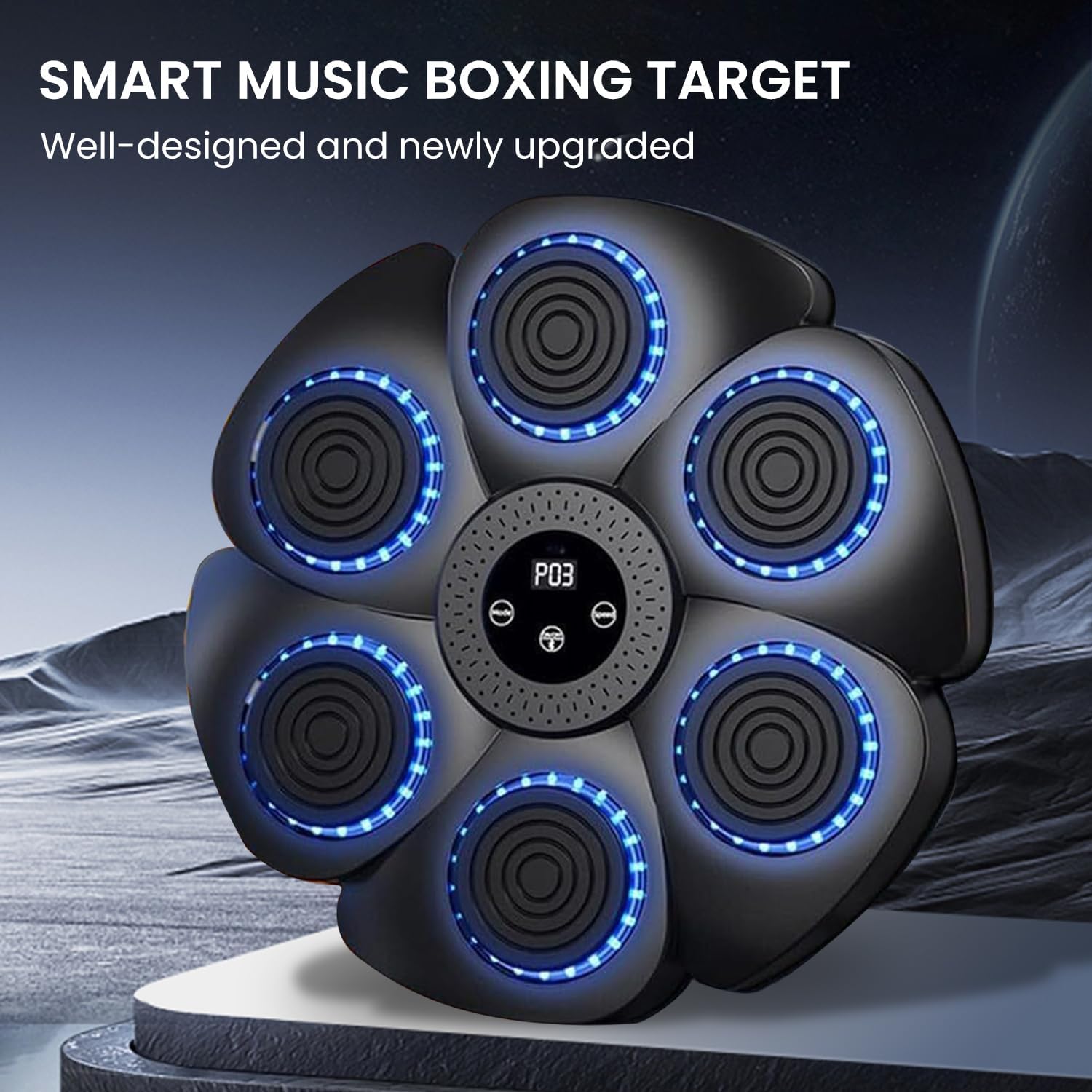 Music Boxing Machine - 2024 Noua versiune inteligentă de montare pe perete Bluetooth cu mănuși de box. 9 moduri de viteză și moduri de numărare. Exerciții distractive și sigure pentru adulți și copii