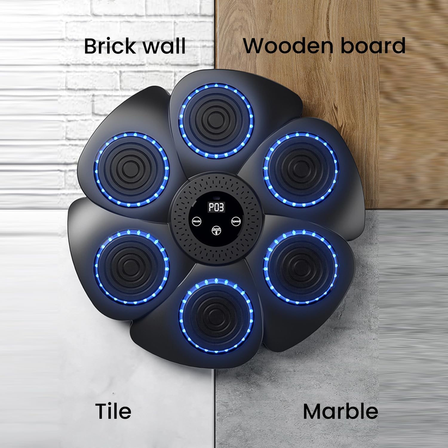 Music Boxing Machine - 2024 Noua versiune inteligentă de montare pe perete Bluetooth cu mănuși de box. 9 moduri de viteză și moduri de numărare. Exerciții distractive și sigure pentru adulți și copii