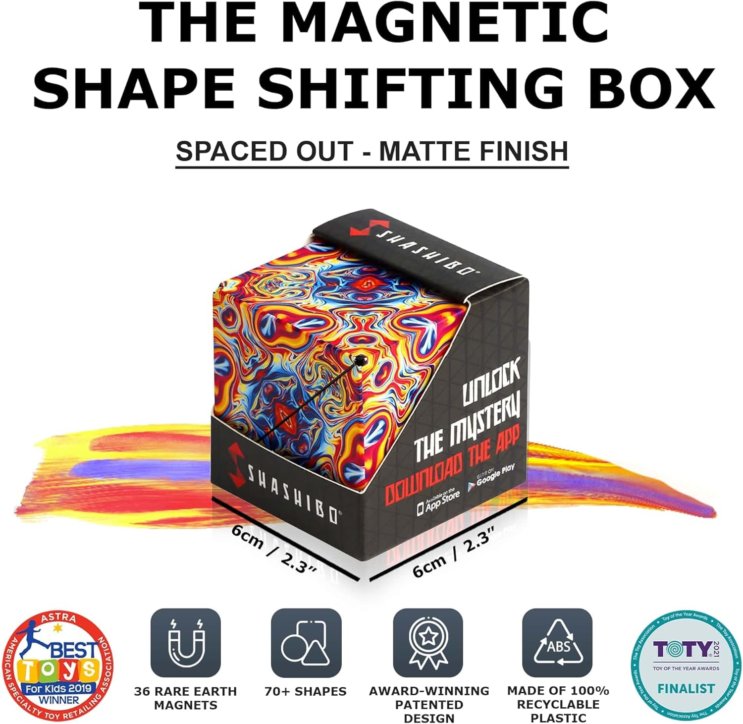 CUTIE DE TRANSFORMARE SHASHIBO - Cubul Rubik patentat și premiat cu 36 de magneți din pământuri rare - se transformă în peste 70 de forme (distanțate)