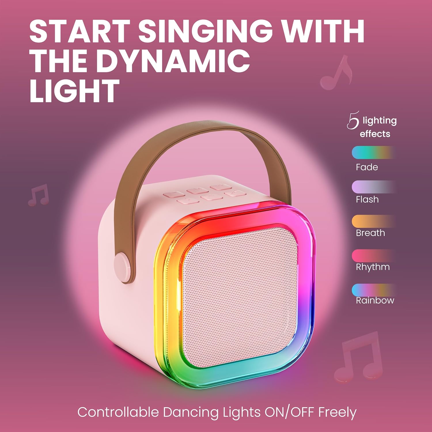 Aparat de karaoke pentru copii Ankuka pentru adulți, mini difuzor portabil Bluetooth cu 2 microfoane fără fir, jucărie pentru copii, cadou de aniversare pentru fete cu vârsta de 4, 5, 6, 7, 8, 9, 10, 12+ pentru petrecere de familie (roz)