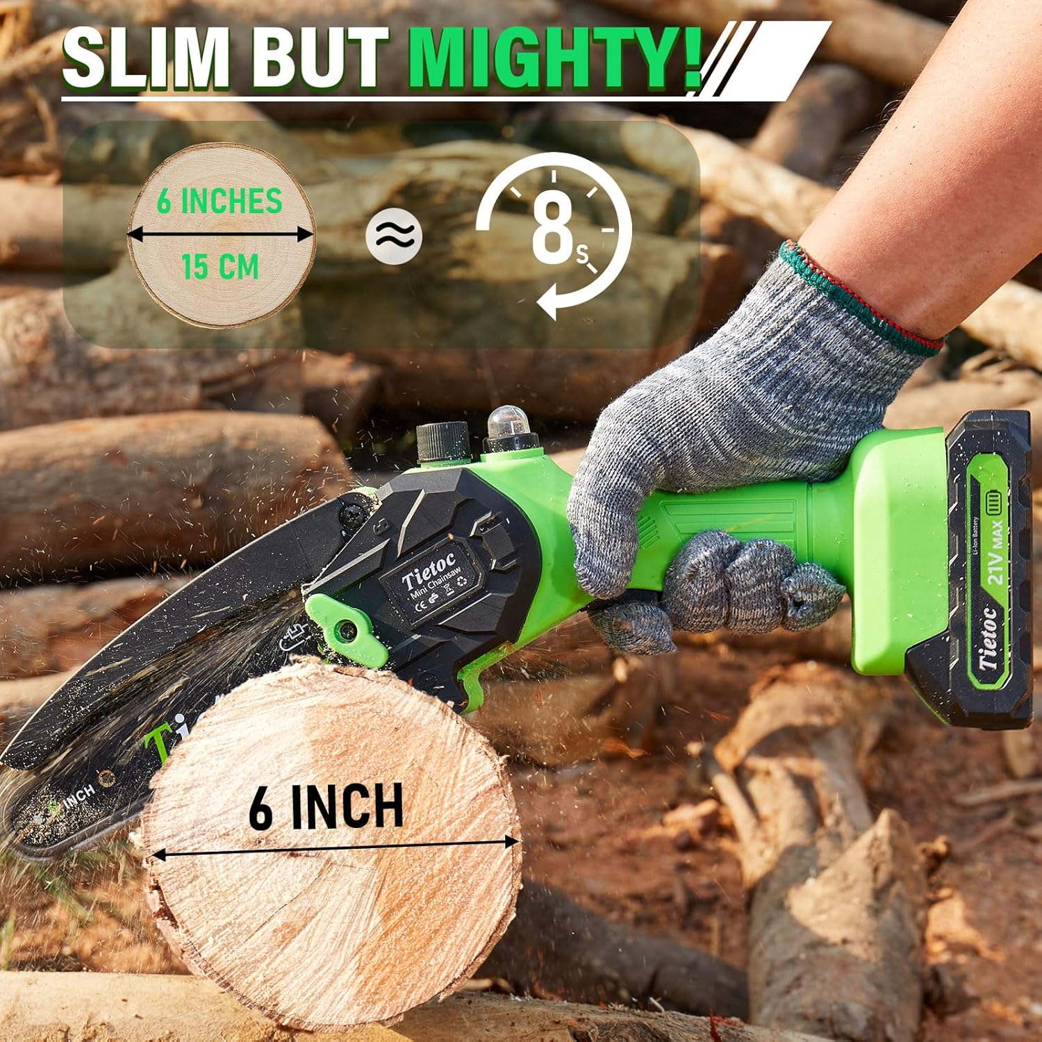 Mini ferăstrău Tietoc 6 inch cu 2 baterii, gadget cool pentru bărbați.
