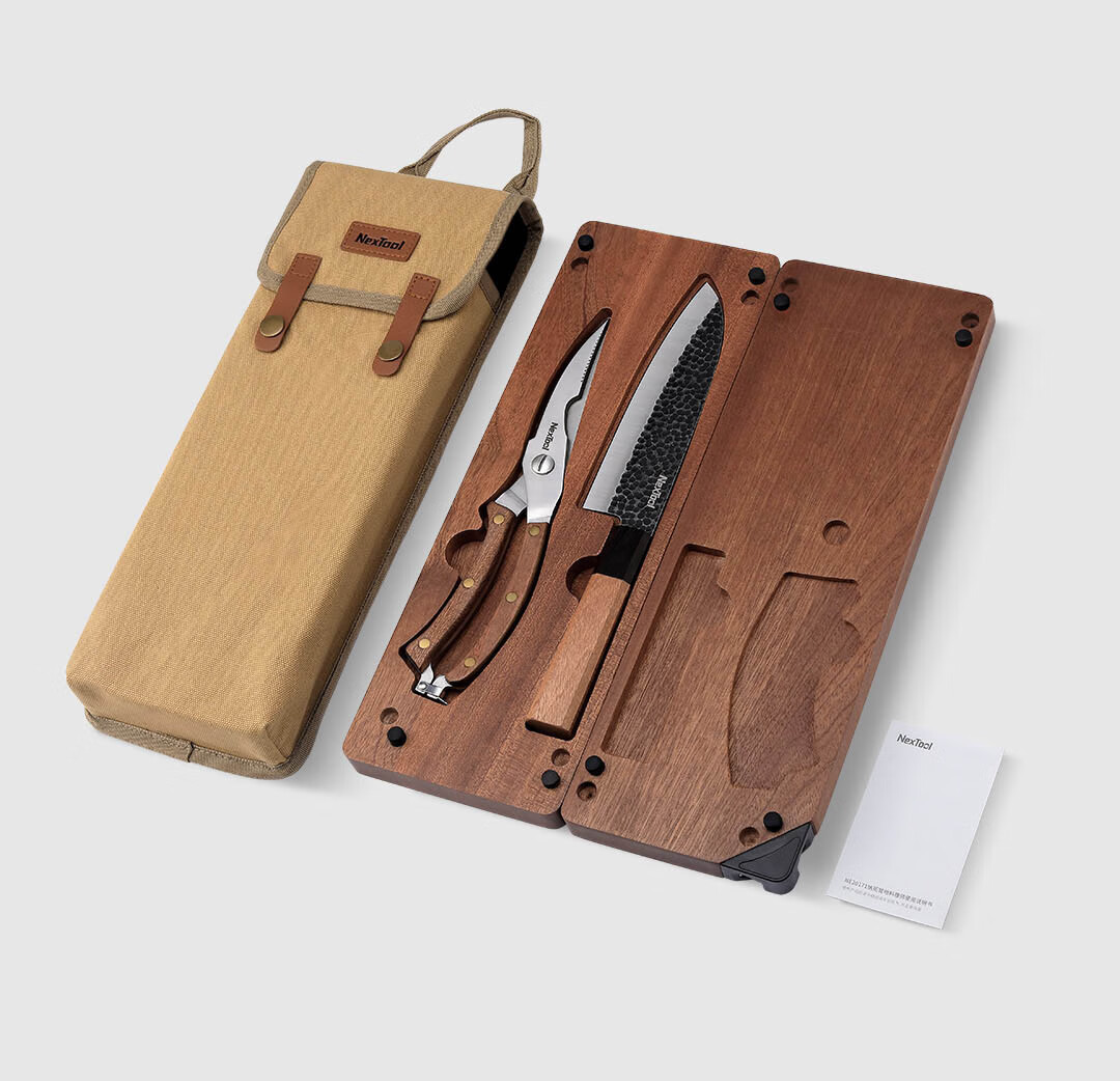 NexTool Camp Cooker Masă de tocat din lemn masiv Combinație cuțit și foarfece Magnet portabil pentru camping în aer liber