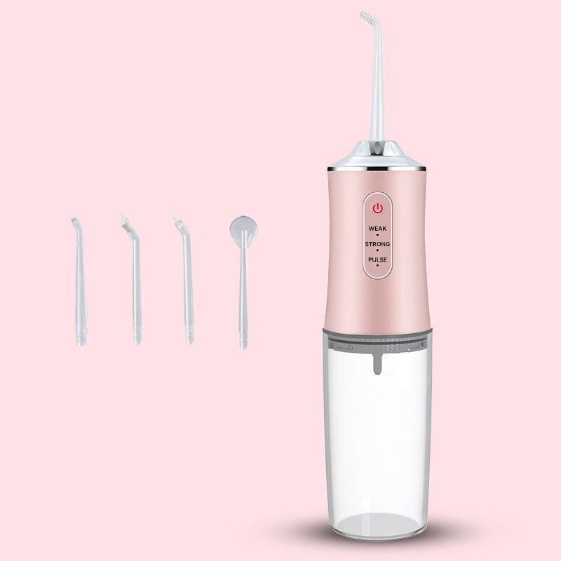 Ață dentară fără fir WAFLOO: irigator oral 4 duze 3 moduri portabil, rezervor de apă de 240 ml, reîncărcabil prin USB IPX7, ață dentară impermeabilă, pentru curățarea dinților adulților acasă și călătorii
