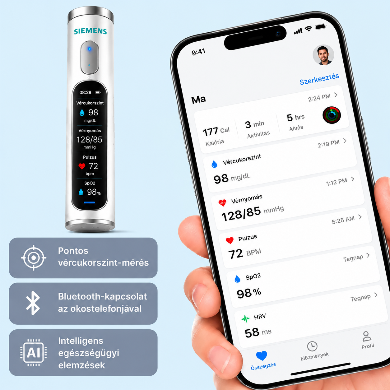 ✅Nem invazív intelligens vércukorszint-követő eszköz 99,9%-os pontossággal
