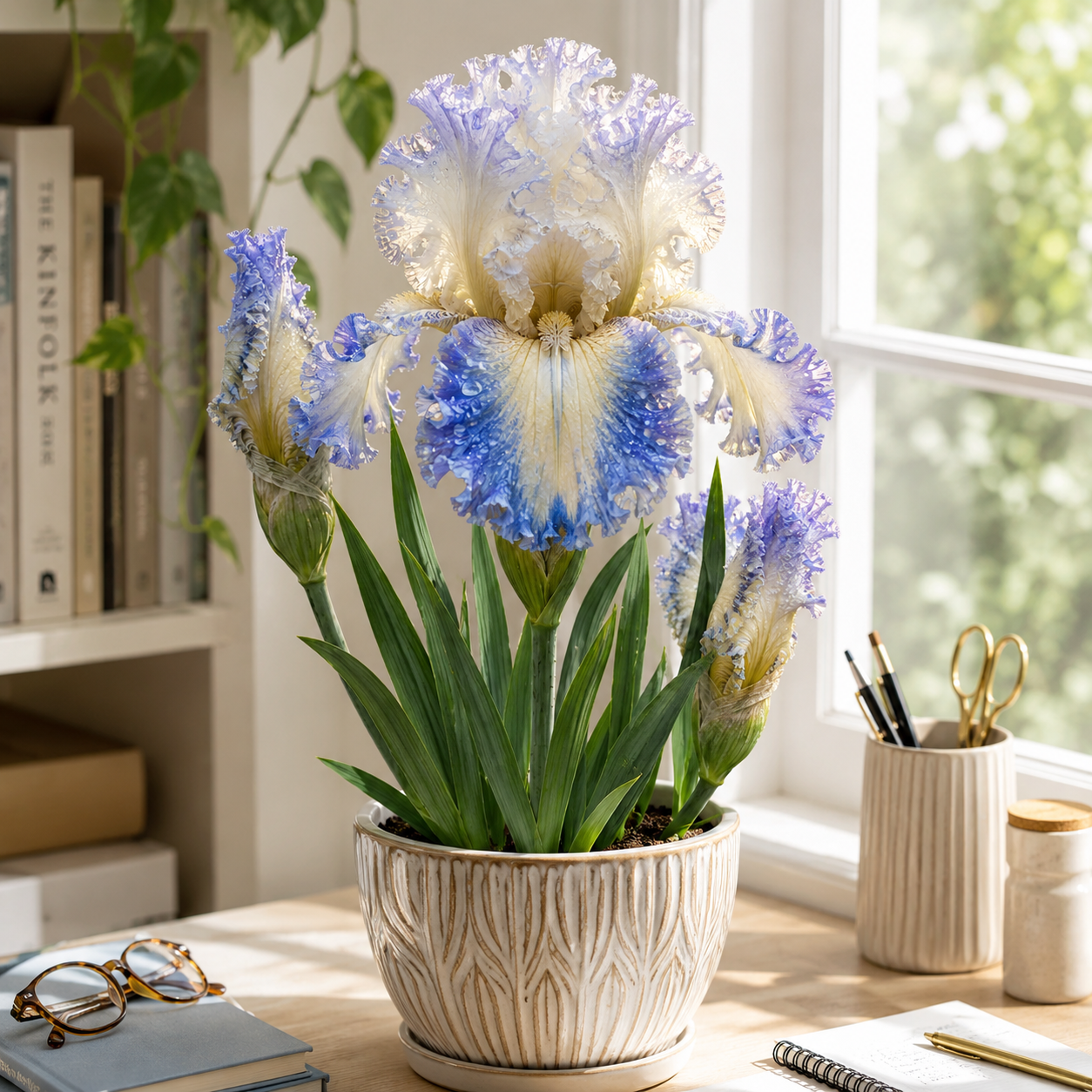 🌼Velvet Ruffle Iris Bulbs – #2 White Blue