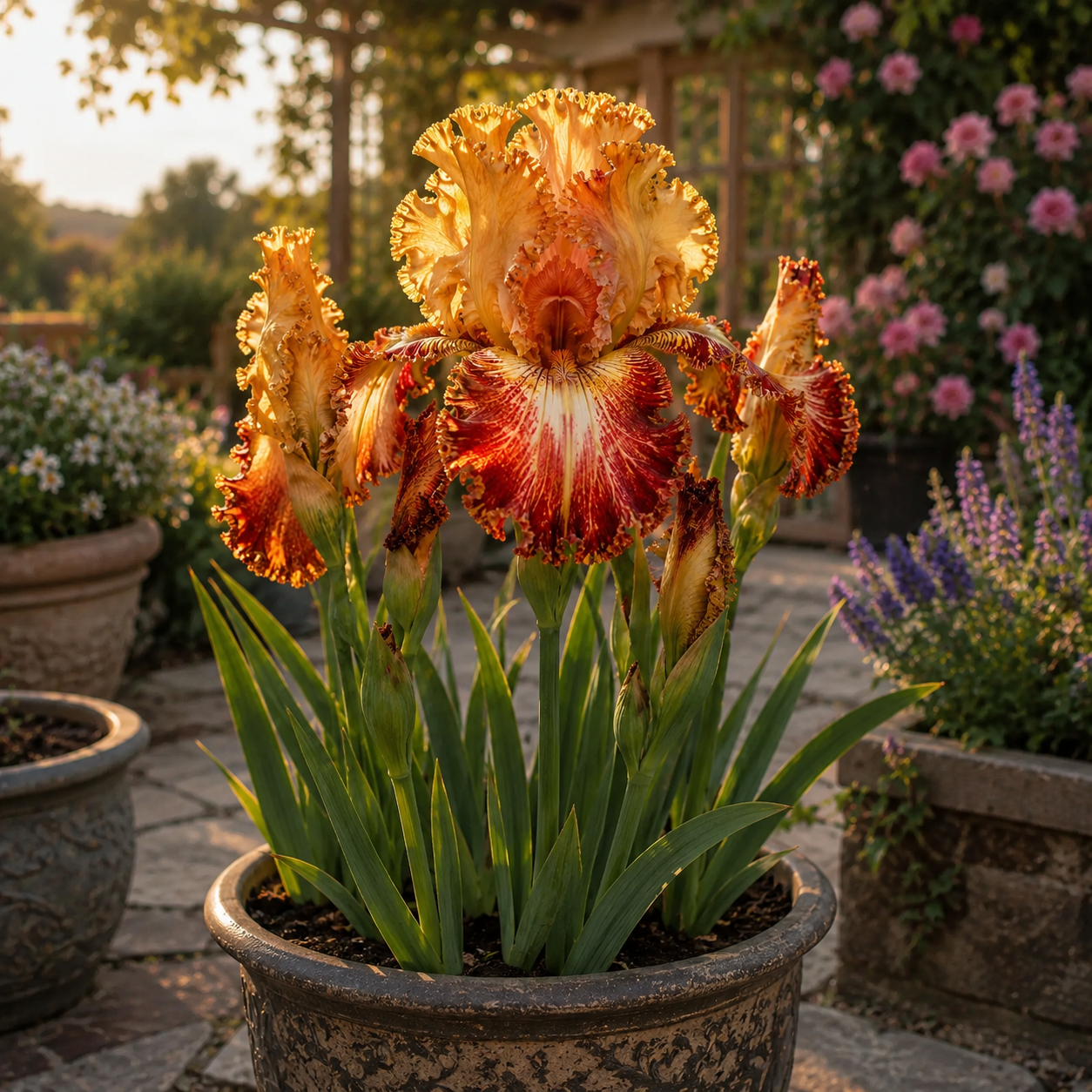 🌼Velvet Ruffle Iris Bulbs – #6 Orange Red