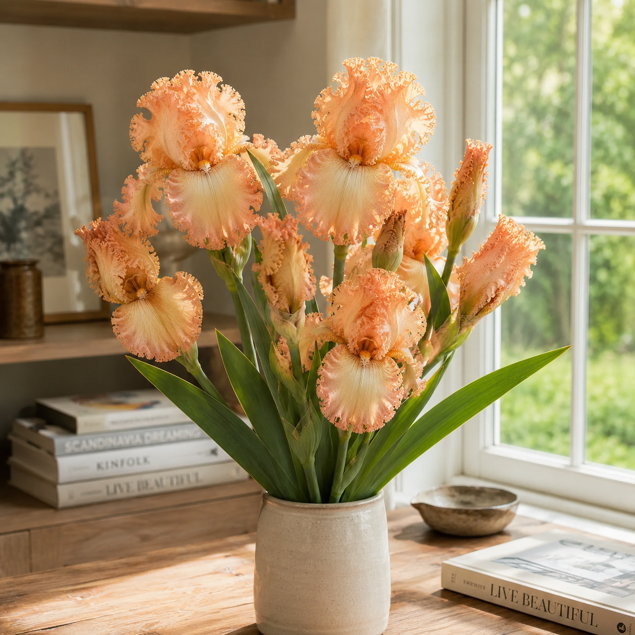 🌼Velvet Ruffle Iris Bulbs – #8 Peach