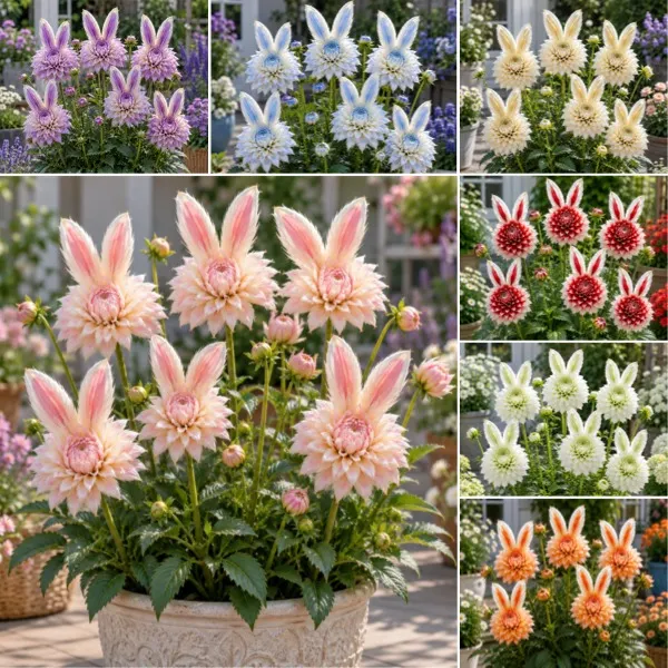 🐰 🐰 Moon Bunny Dahlia Bulbs 🏡Elegant Rabbit-Ear Inspired Blooms For Your Garden
