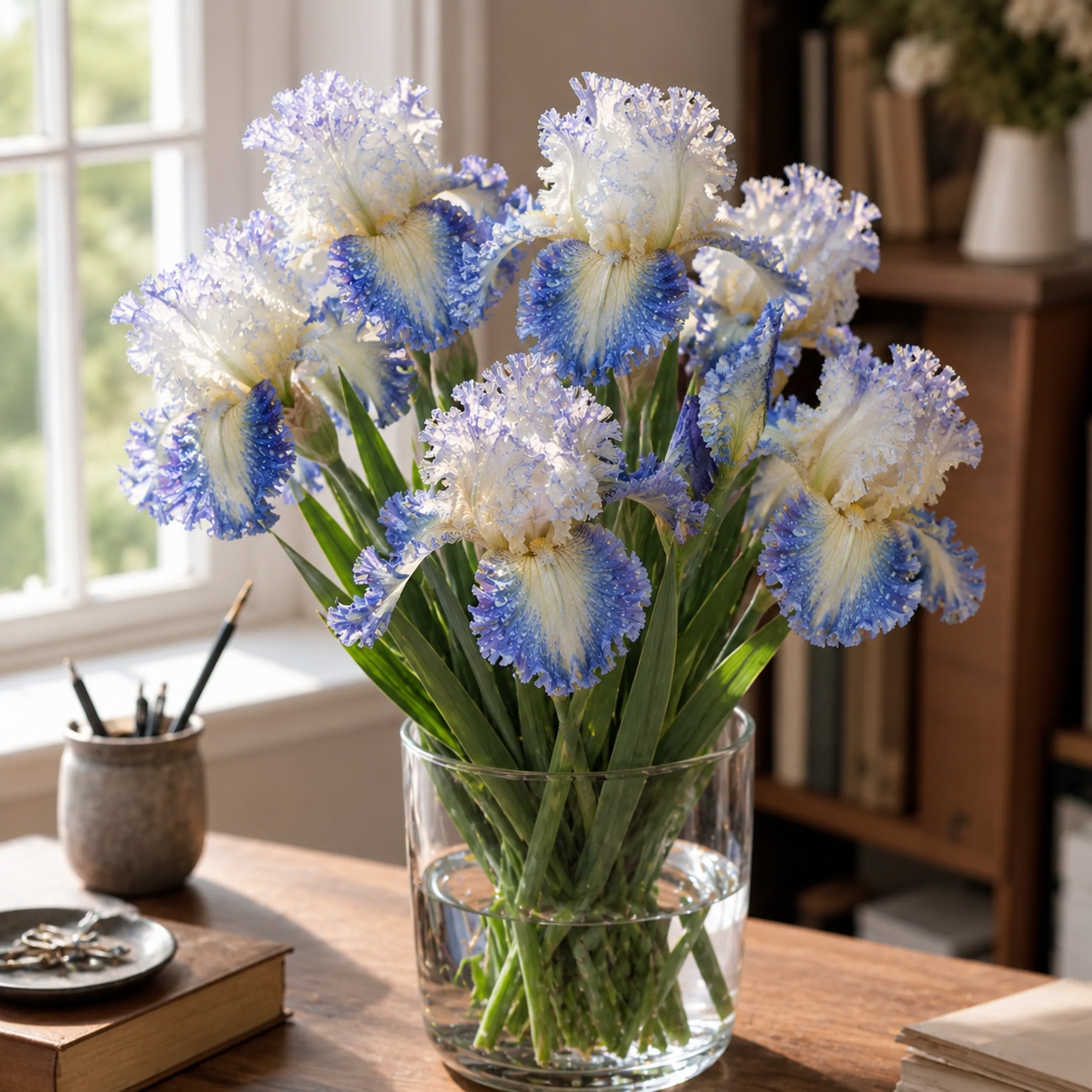 🌼Velvet Ruffle Iris Bulbs – #2 White Blue