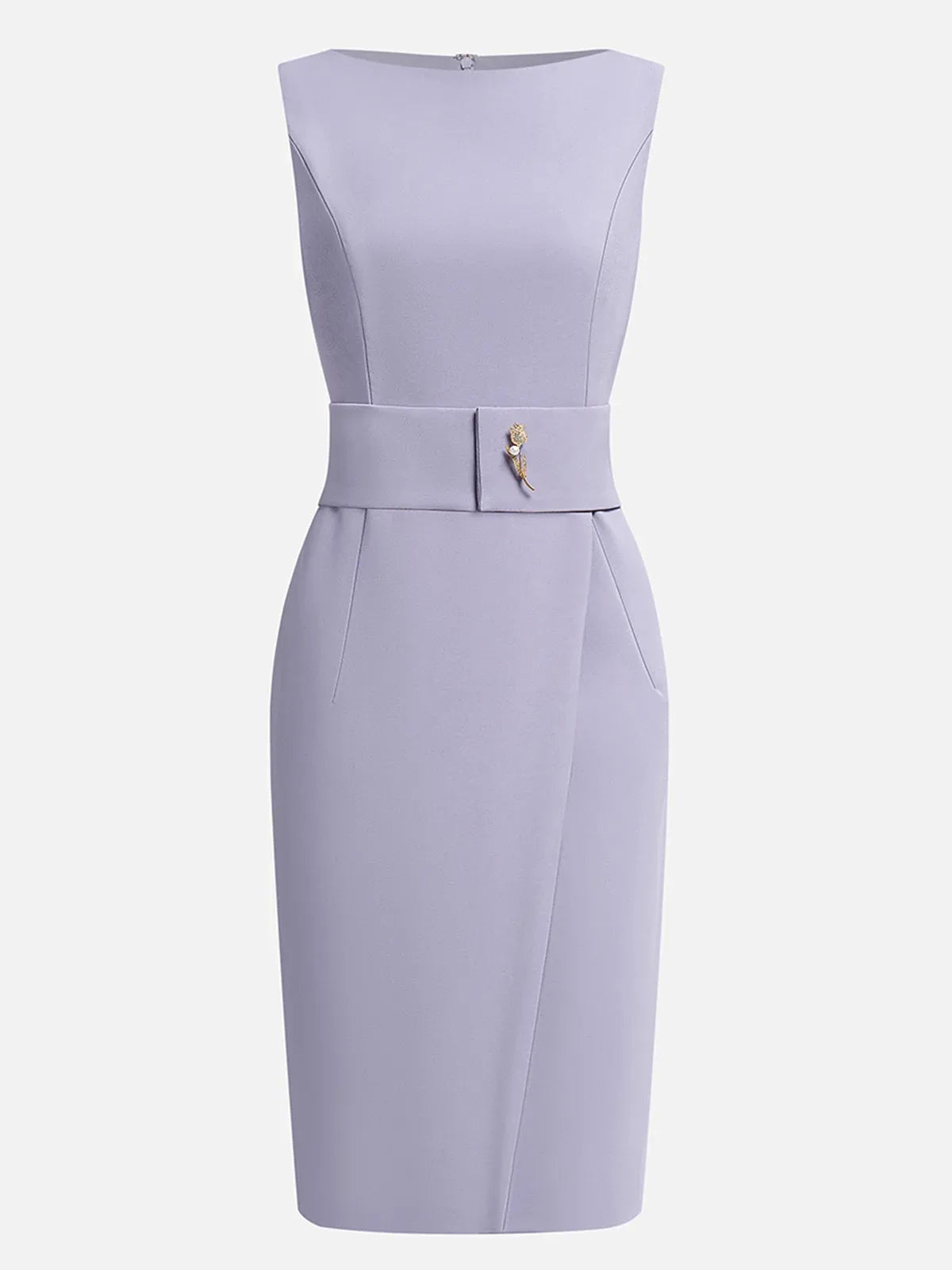 Lavender Purple Sleeveless Rheinstone Sheath Midi Dress