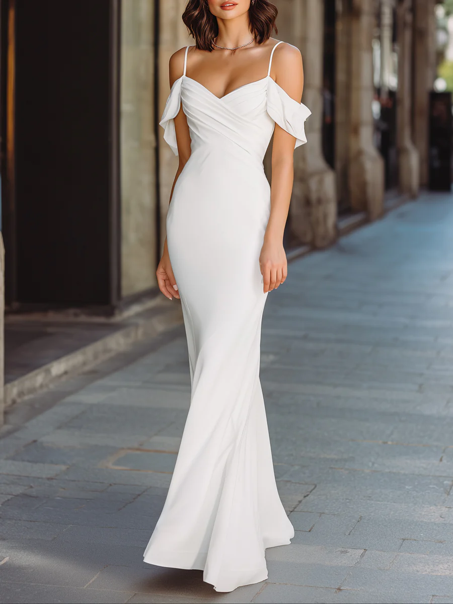 Draped Off-Shoulder Mermaid Maxi Dress