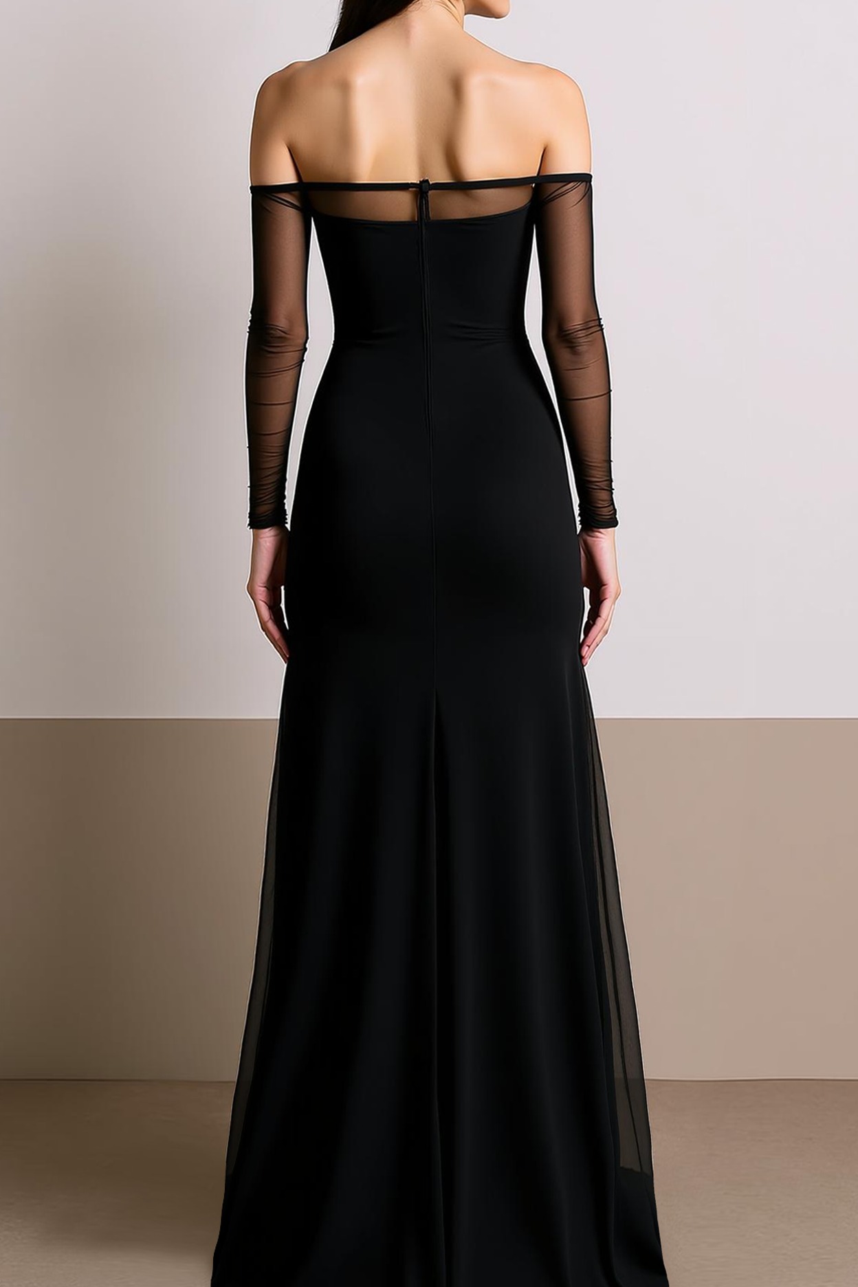 Formal Evening Dress Black Off the Shoulder Slit Maxi Dress