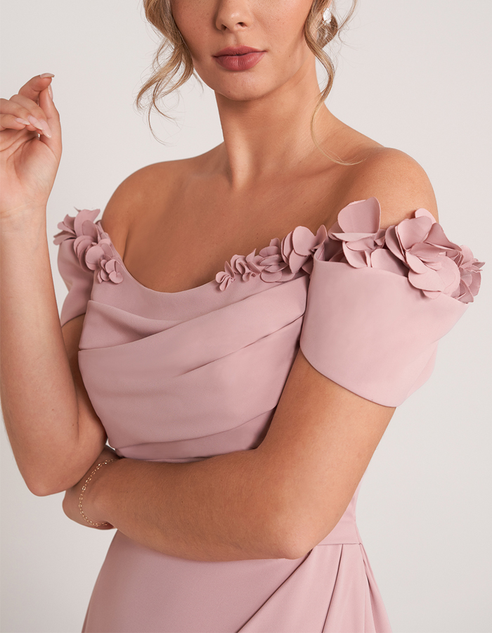 Pink Fit and Flare Maxi Dress