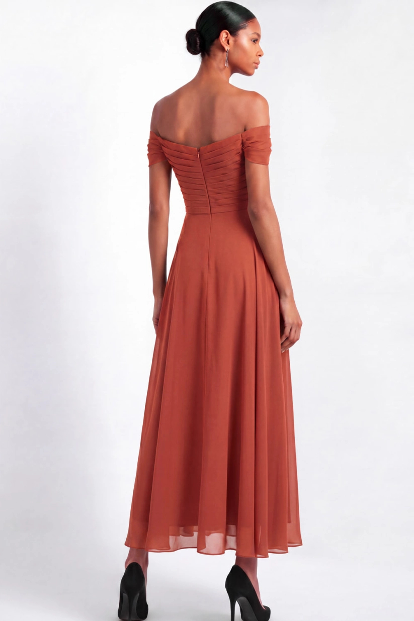 Sequin Off Shoulder A-Line Chiffon Maxi Dress