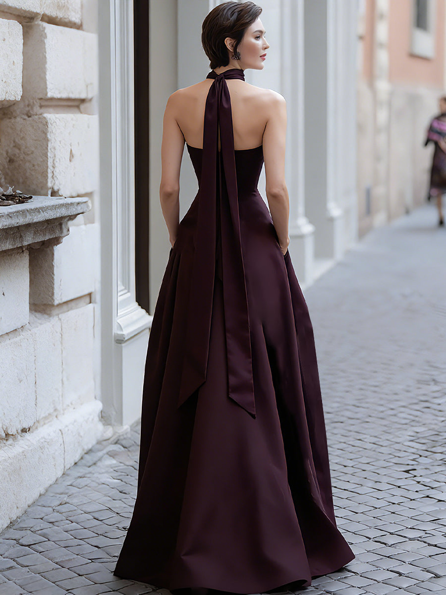 Burgundy Elegant Layered A-Line Evening Gown