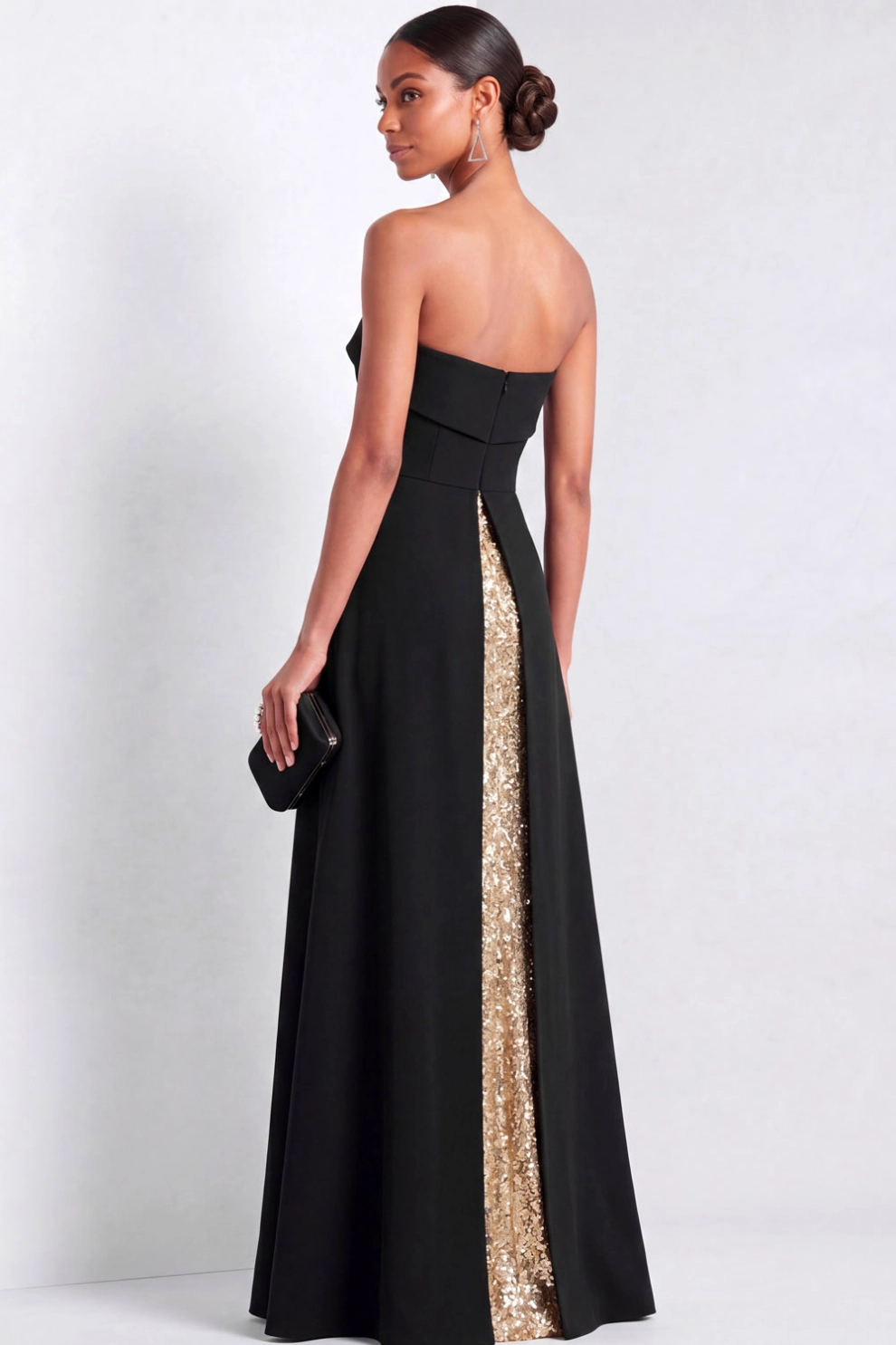 Champagne Sequin Sweetheart A-Line Maxi Formal Gown