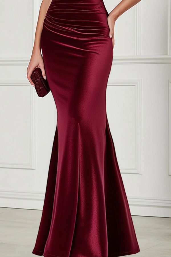 Formal Velvet Dress Burgundy V Neck Maxi Mother of the Bride Dress