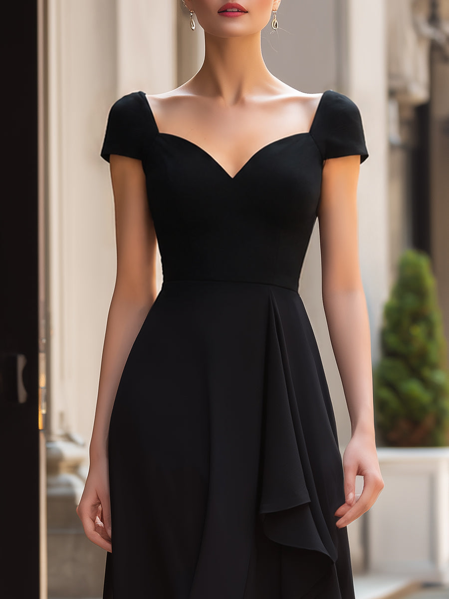 Sweetheart Neck Layered Chiffon High-Low Maxi Dress