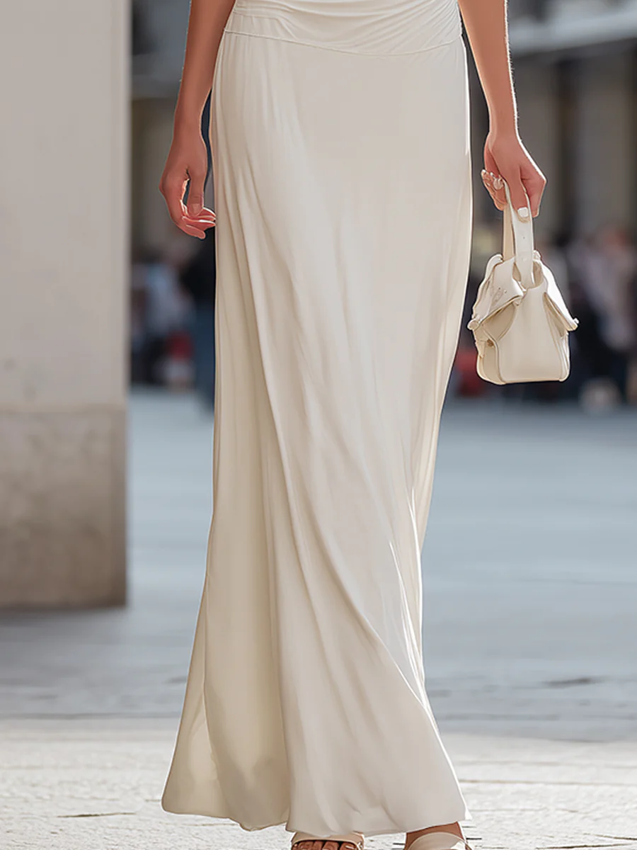 Ruched Wrap Bodice Long Sleeve Maxi Dress