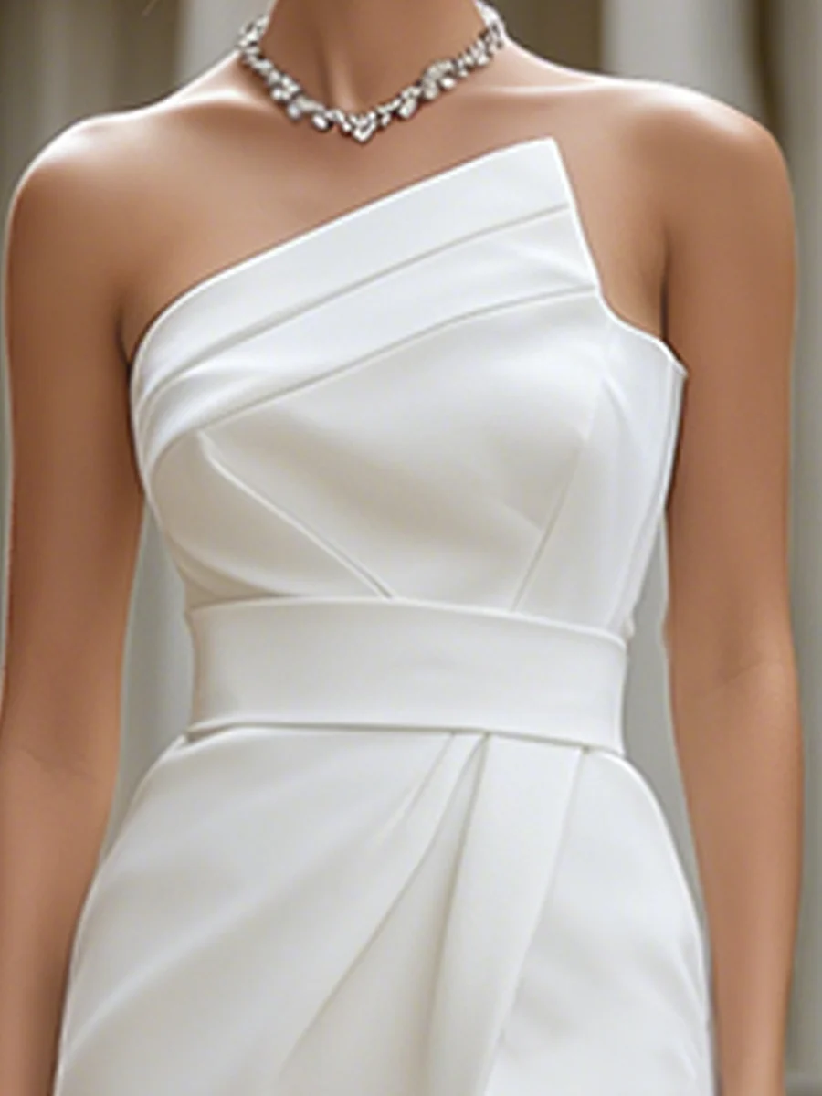 Asymmetrical One-Shoulder Draped Wrap Midi Dress