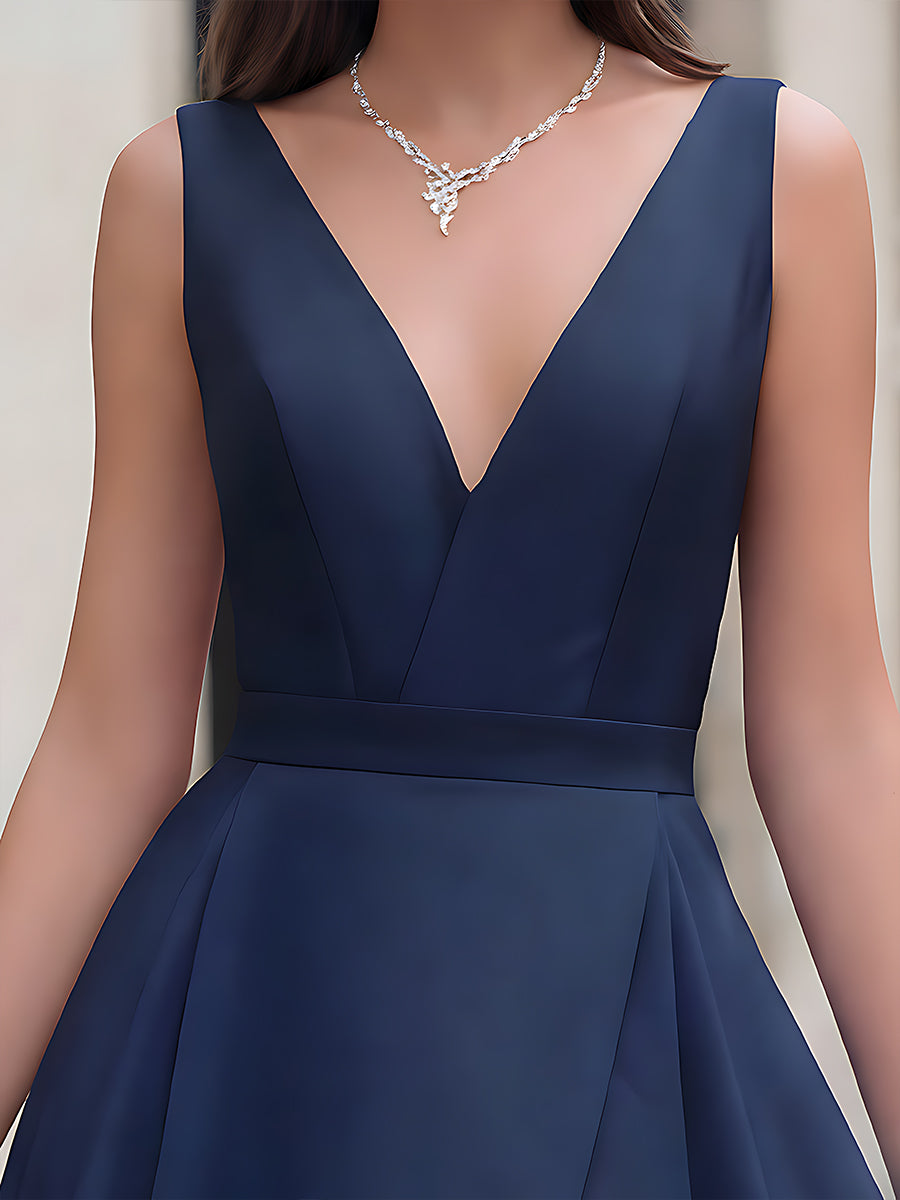 Contrast Panel V-Neck Maxi Dress