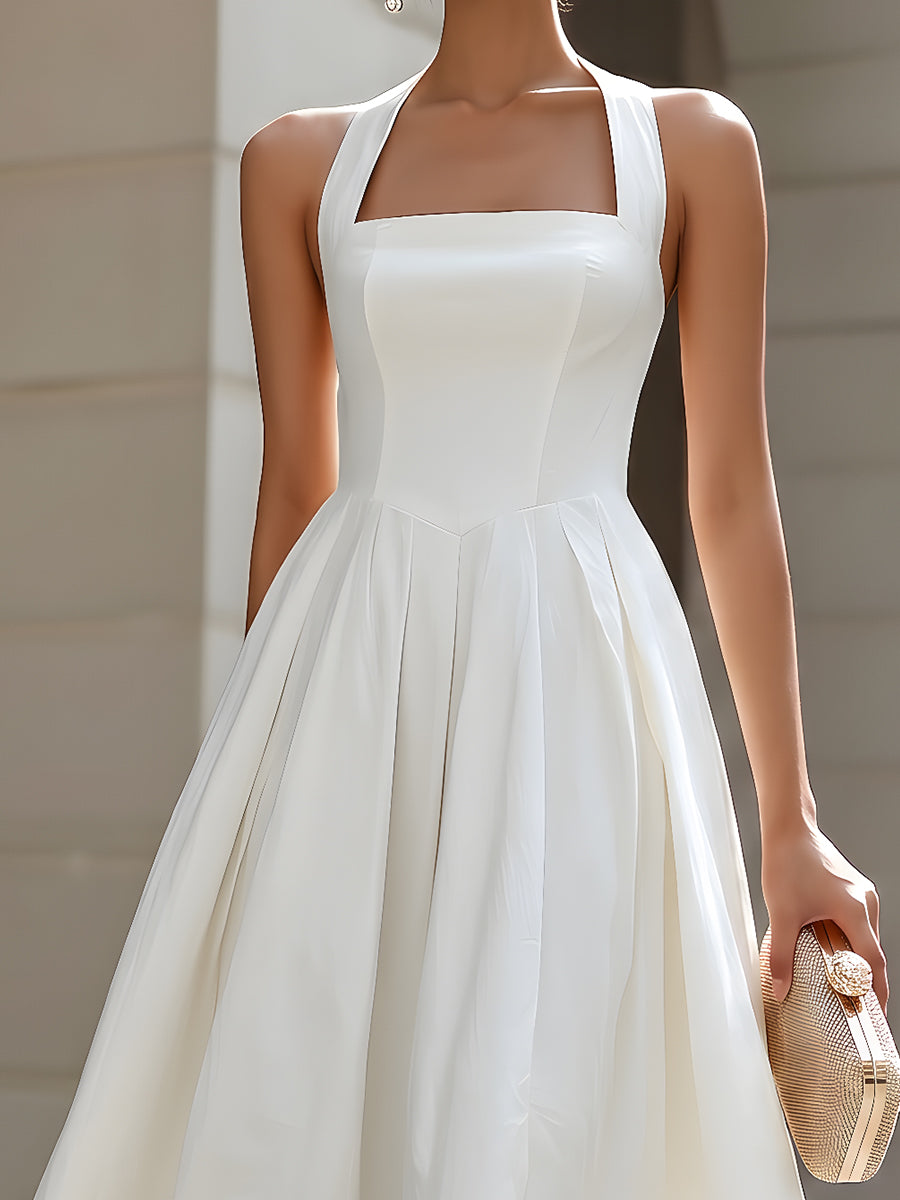 Square Neck Halter A-Line Maxi Dress