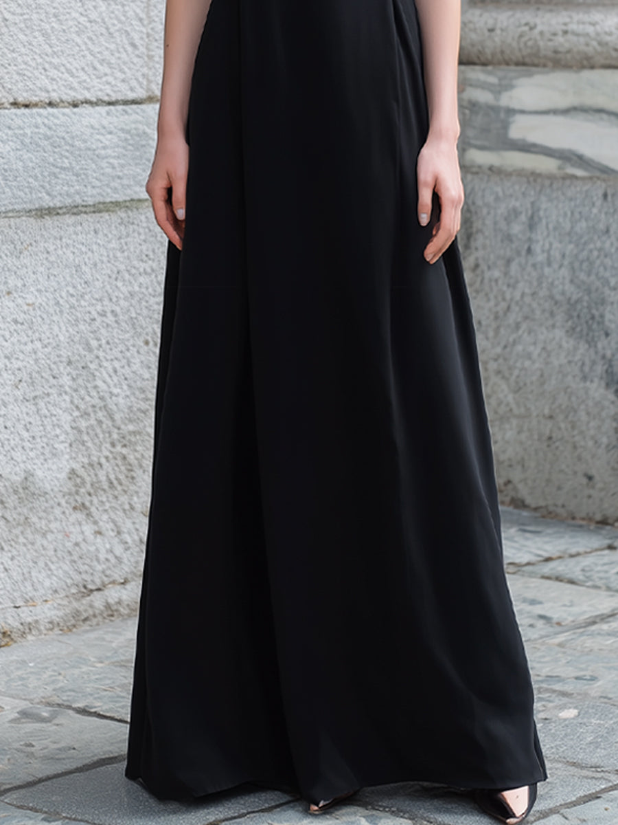 Contrast Tie Neck Halter Maxi Dress
