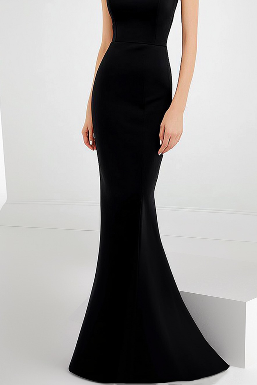 Formal Evening Dress Black Off-The-Shoulder Fitted Mermaid Maxi Gown