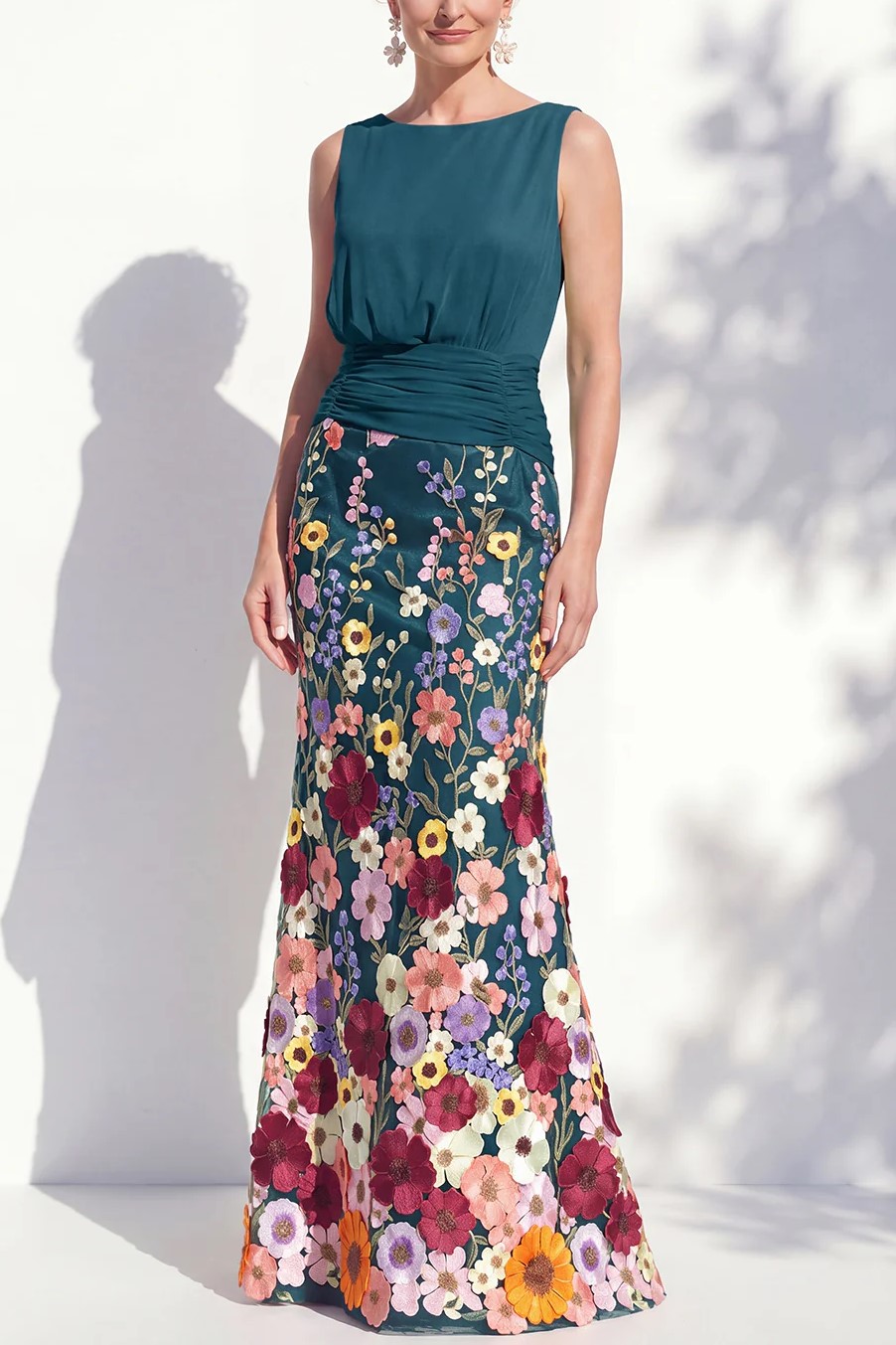 Sleeveless 3D Floral Embellished Mermaid Dress