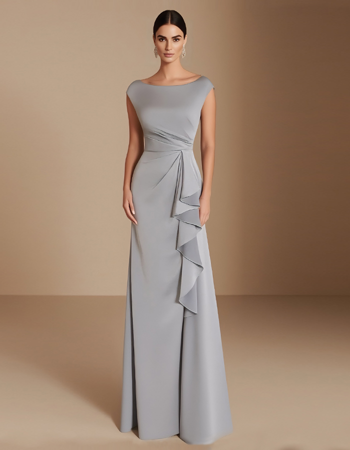 Gray Drape Elegant Maxi Dress