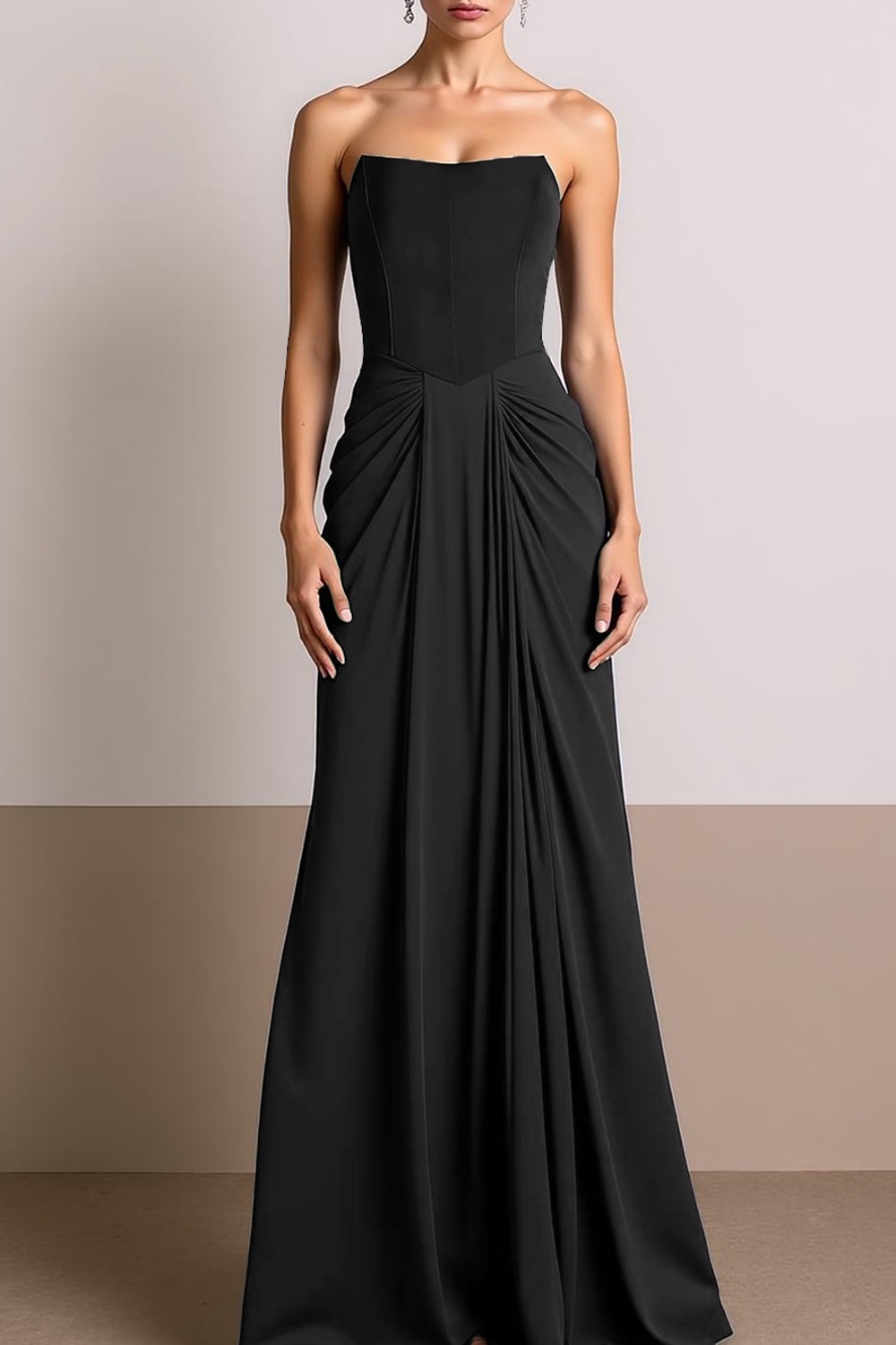 Formal Evening Dress Navy Strapless Maxi Dress