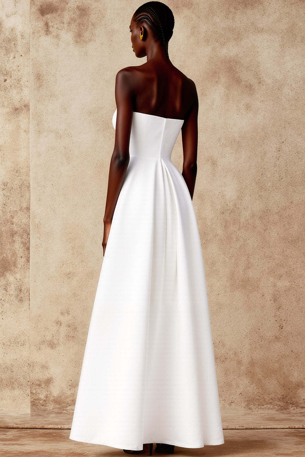 Simple White Strapless High-Low Wedding Reception Dress