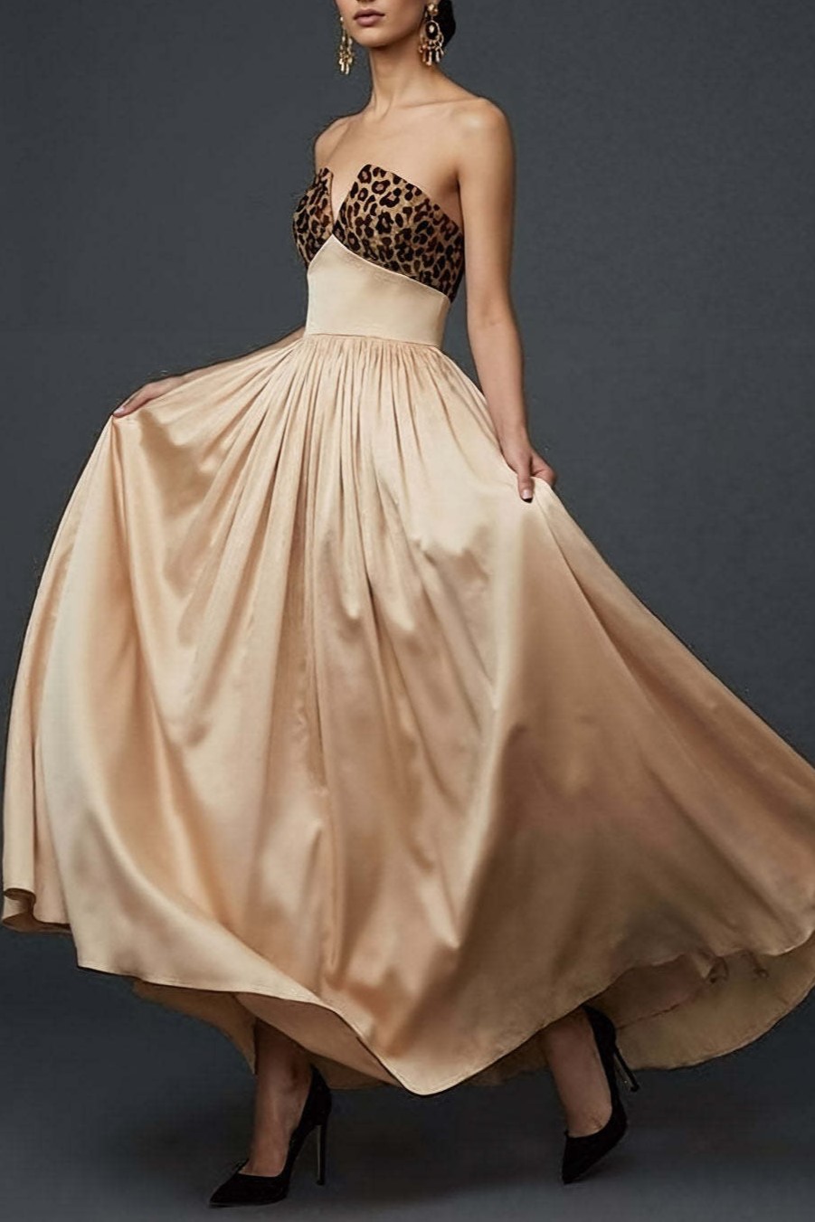 Champagne A Line Sweetheart Long Formal Dress