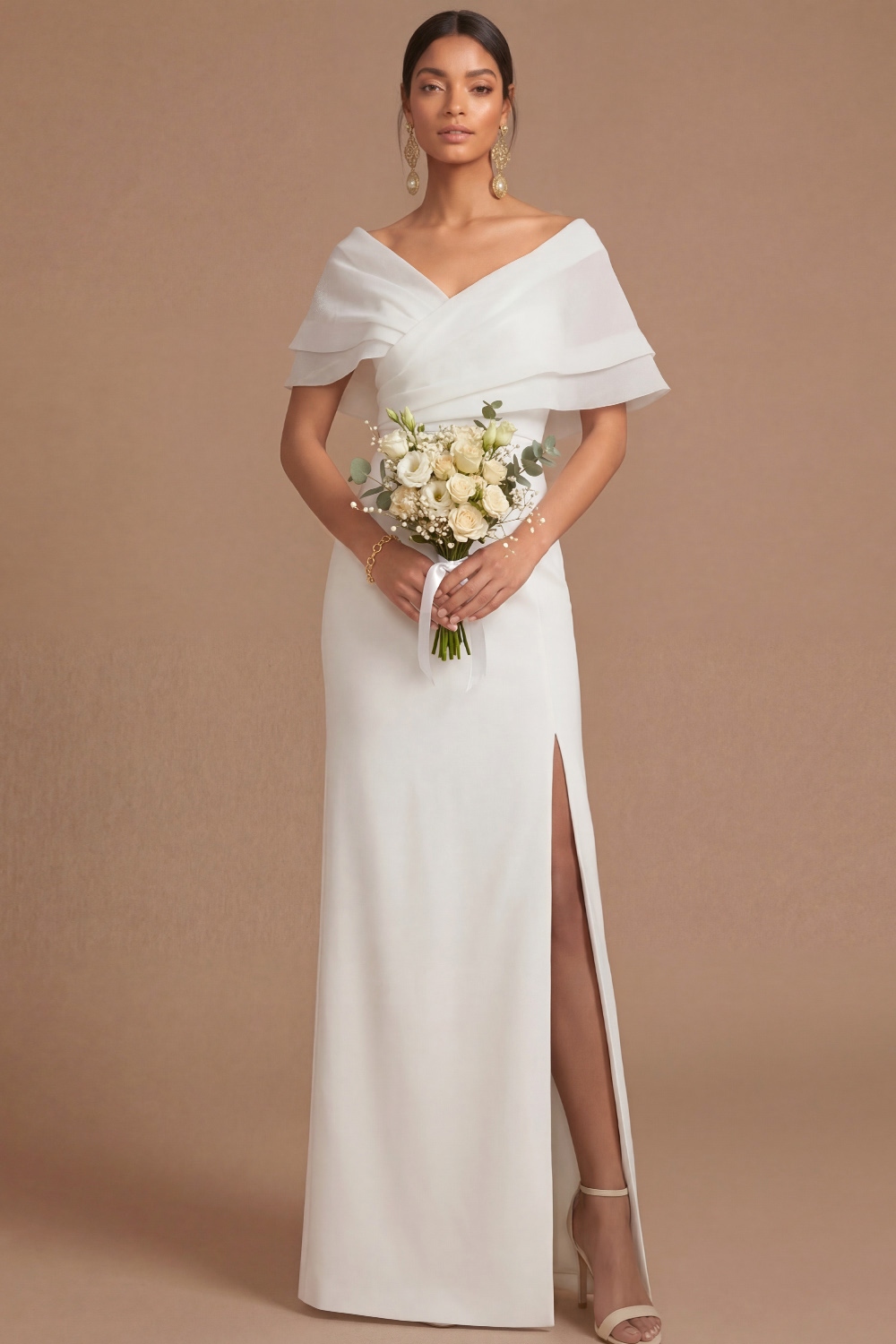 Lilac Wedding Guest Dress Sheath Off the Shoulder Maxi Dress with Slit