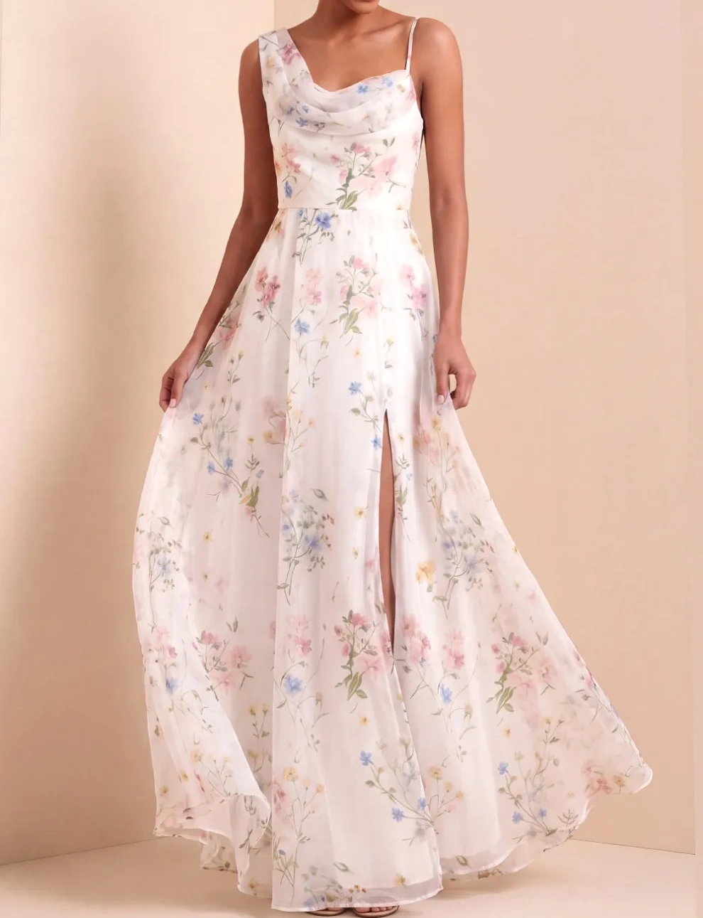 A Line White Floral One Shoulder Long Wedding Reception Dress with Slit