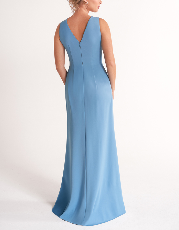 Light Blue V-neck Sleeveless Bodycon Maxi Dress